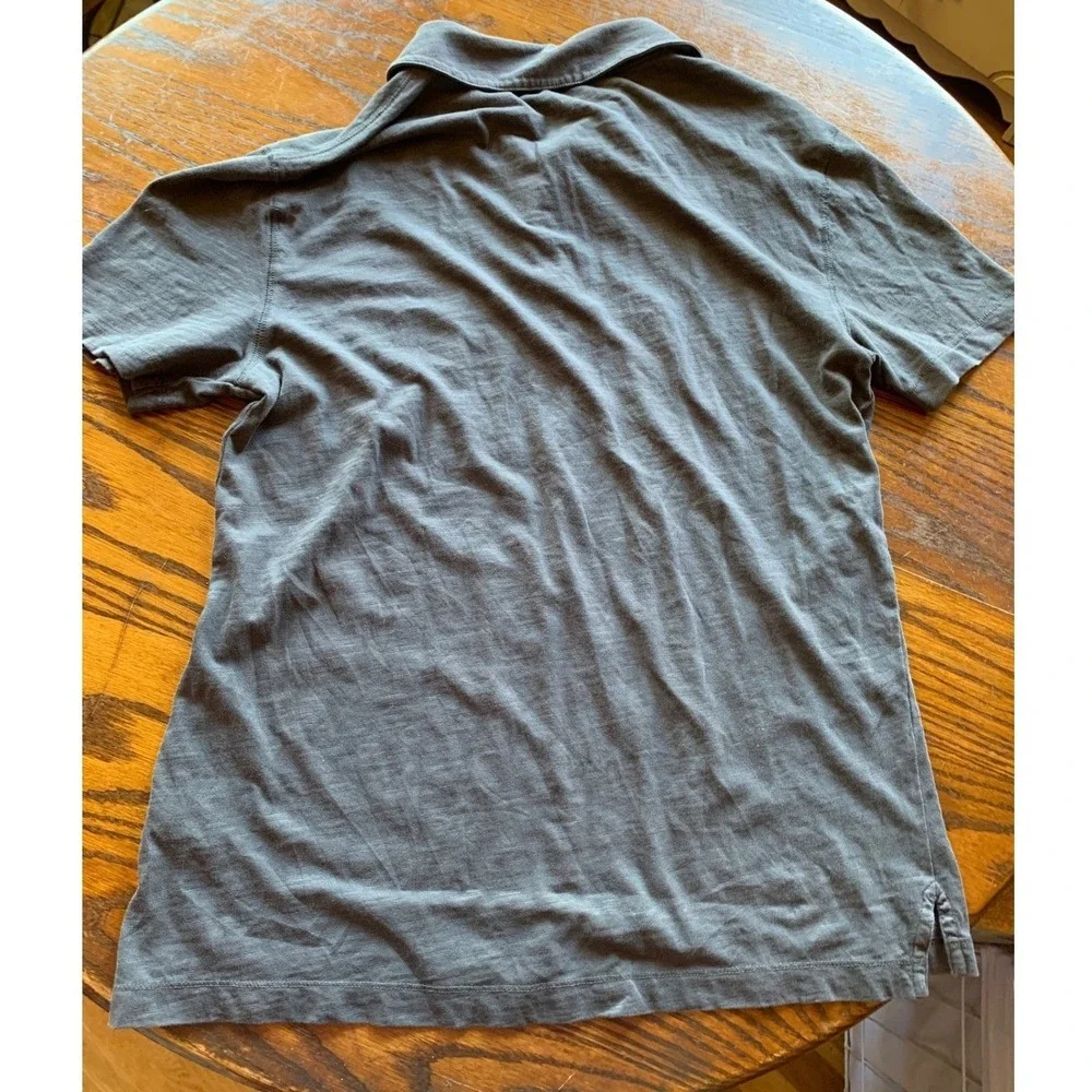 Banana Republic Vintage Mens Slub Cotton Polo Shirt Gray Medium